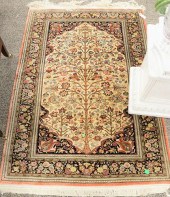 SILK ORIENTAL THROW RUG, 3' 6"