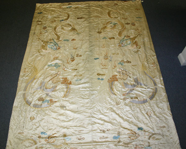 Silk panels; depicting pairs of