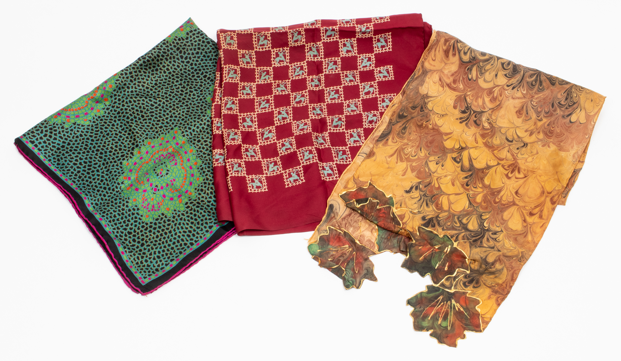 SILK SCARVES, GROUP OF 3 A trio