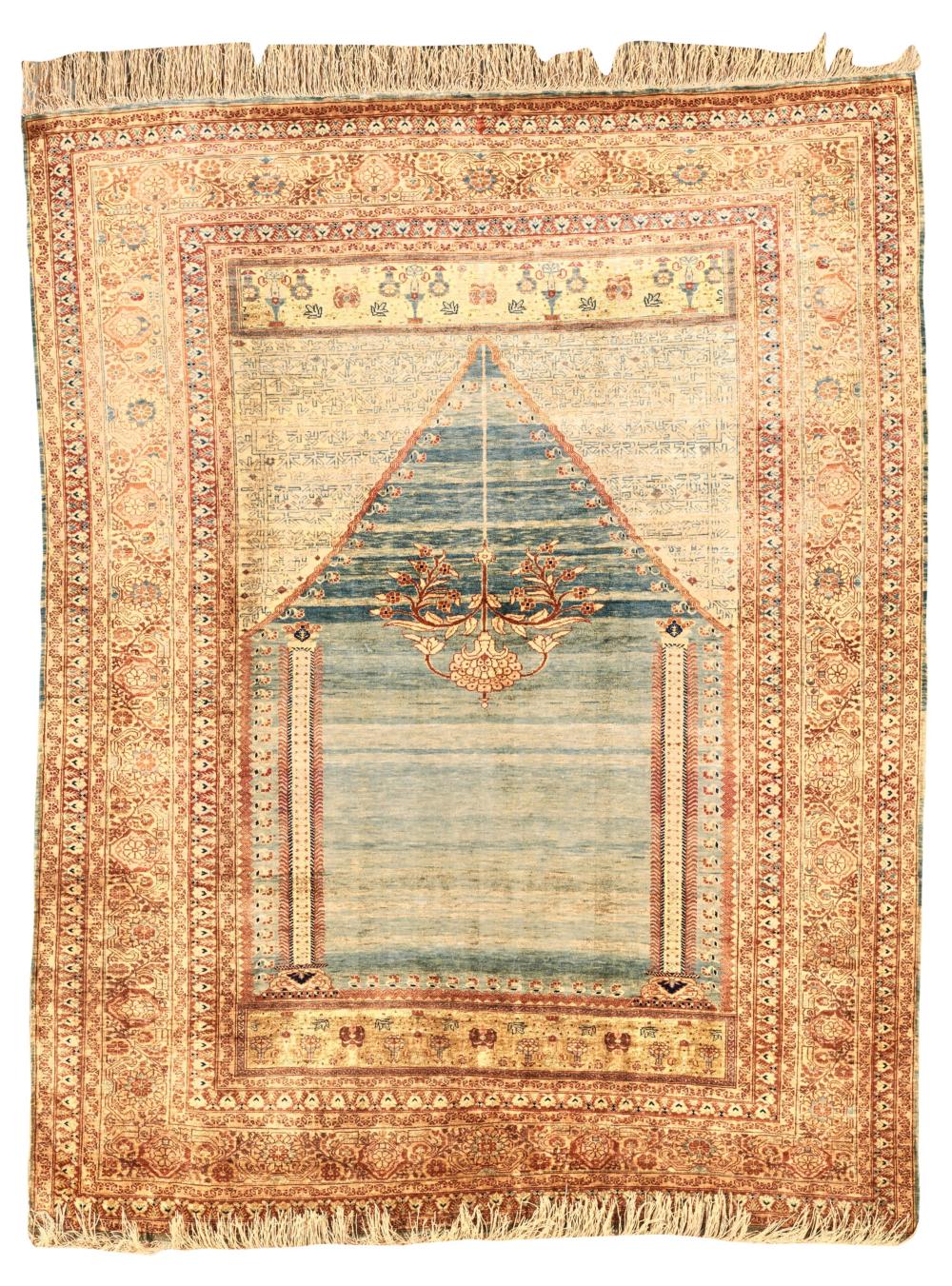 SILK TABRIZ PRAYER RUG, PERSIA,