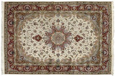 Silk Tabriz rug, very finely