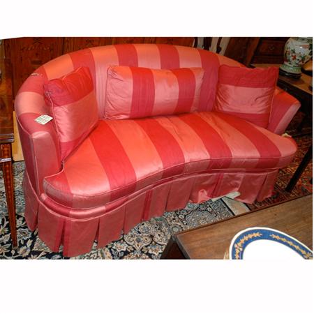 Silk Upholstered Curved Settee 	 