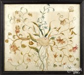 SILKWORK FLORAL PANEL, 19TH C.