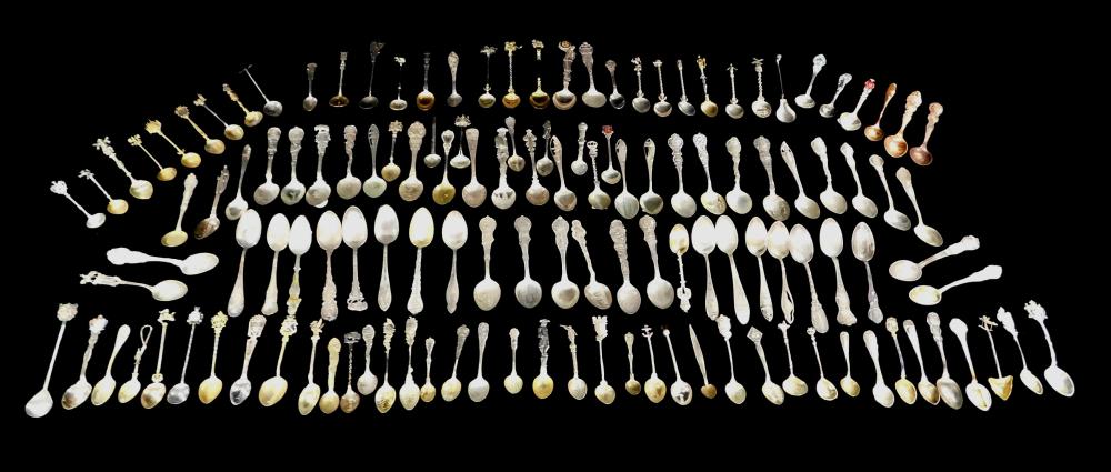 SILVER: 100+ SOUVENIR SPOONS,