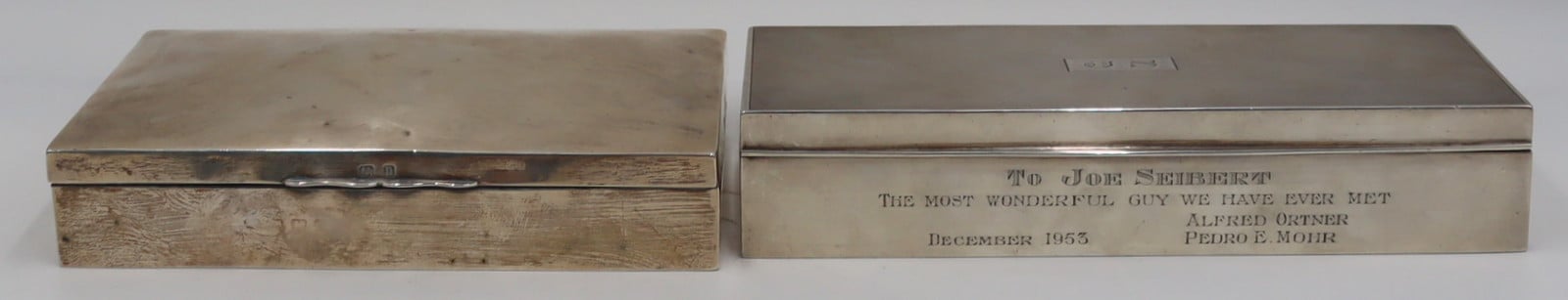 SILVER. (2) SILVER CIGARETTE BOXES.