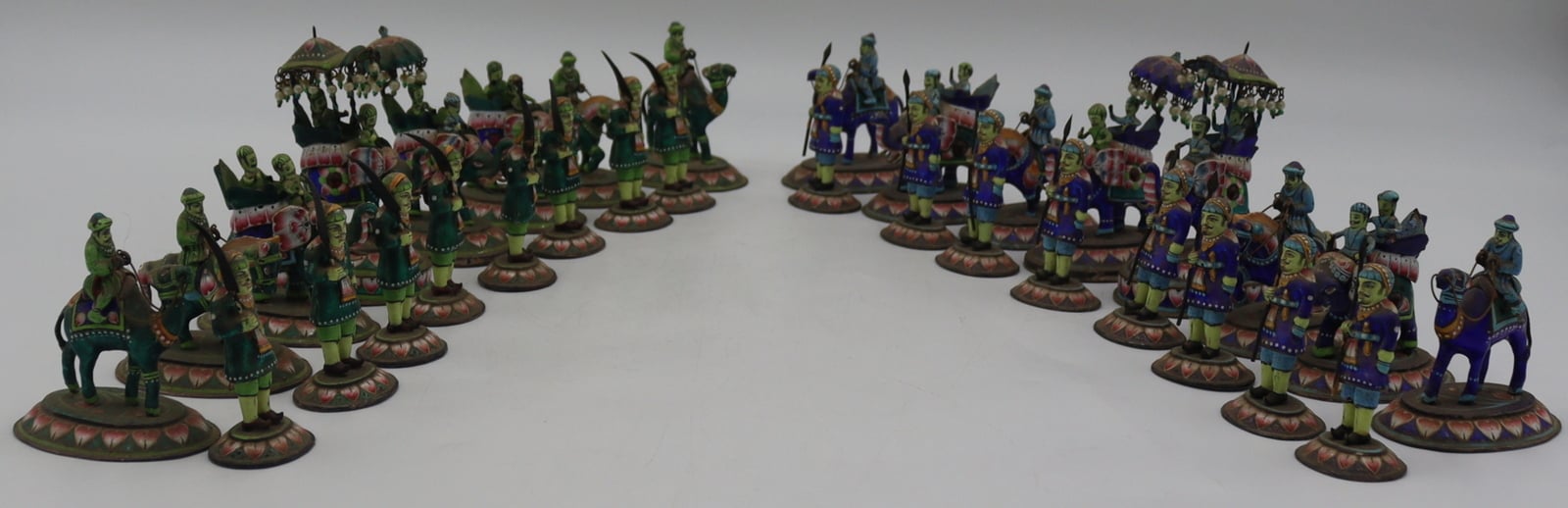 SILVER. 32 PC. INDIAN ENAMELED