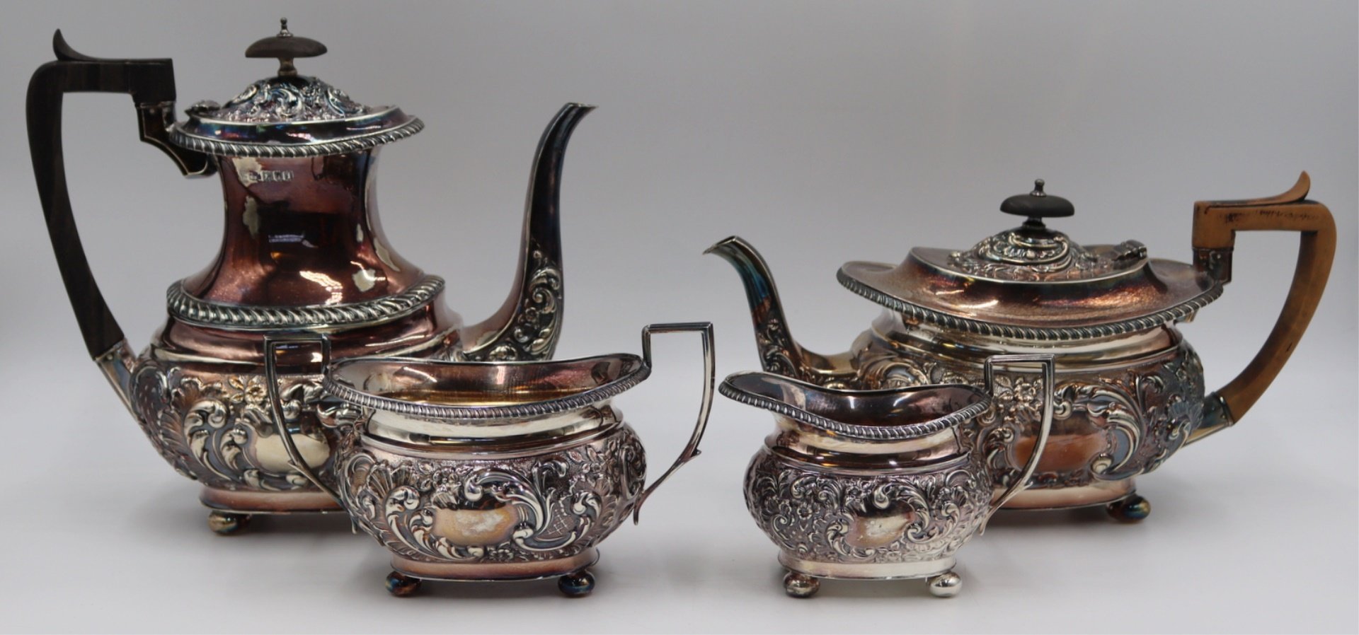 SILVER. 4 PC. ENGLISH SILVER TEA