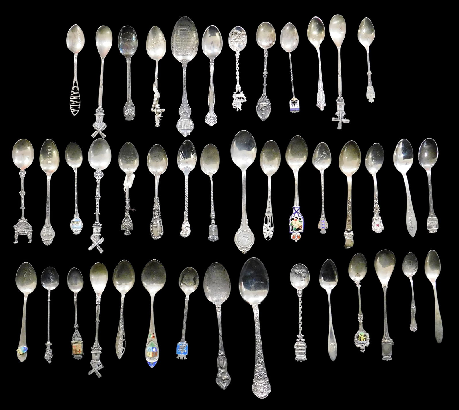 SILVER: 40+ SILVER SOUVENIR SPOONS,