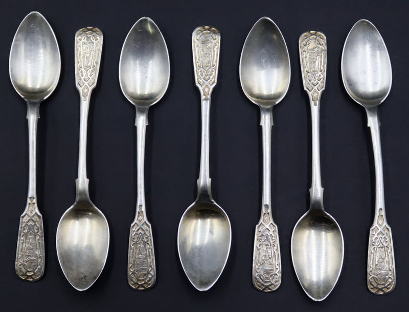 SILVER. (7) 19TH C RUSSIAN SILVER