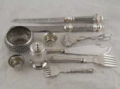 Silver. A cut glass and silver