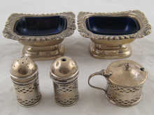 Silver. A three piece condiment set