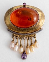 SILVER AMBER, AMETHYST & PEARL