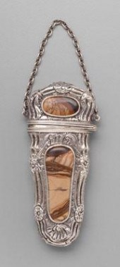 Silver and agate chatelaine et