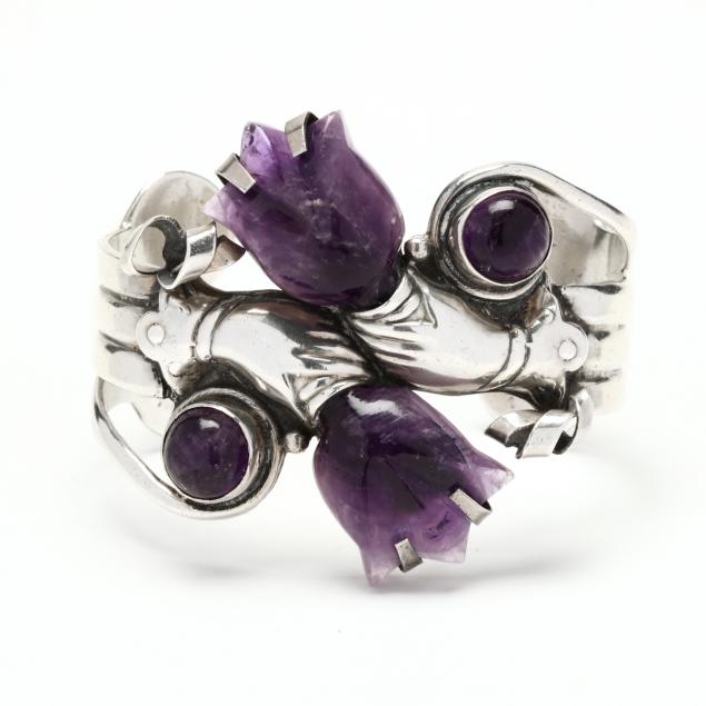 SILVER AND AMETHYST CUFF