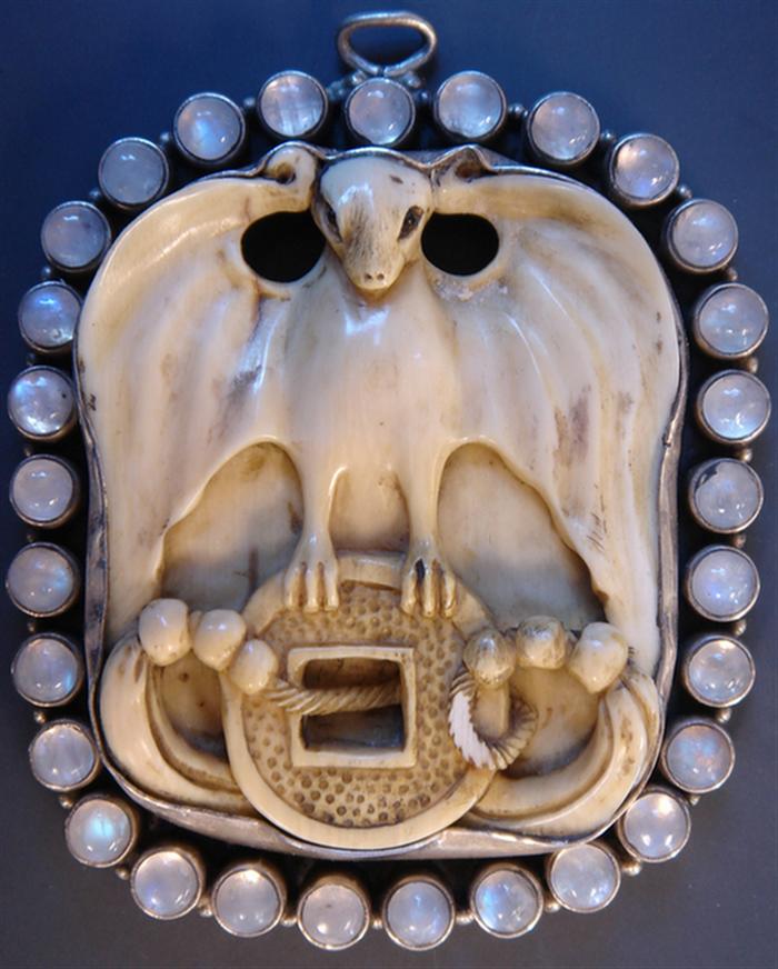 Silver and Bone Pendant. Large