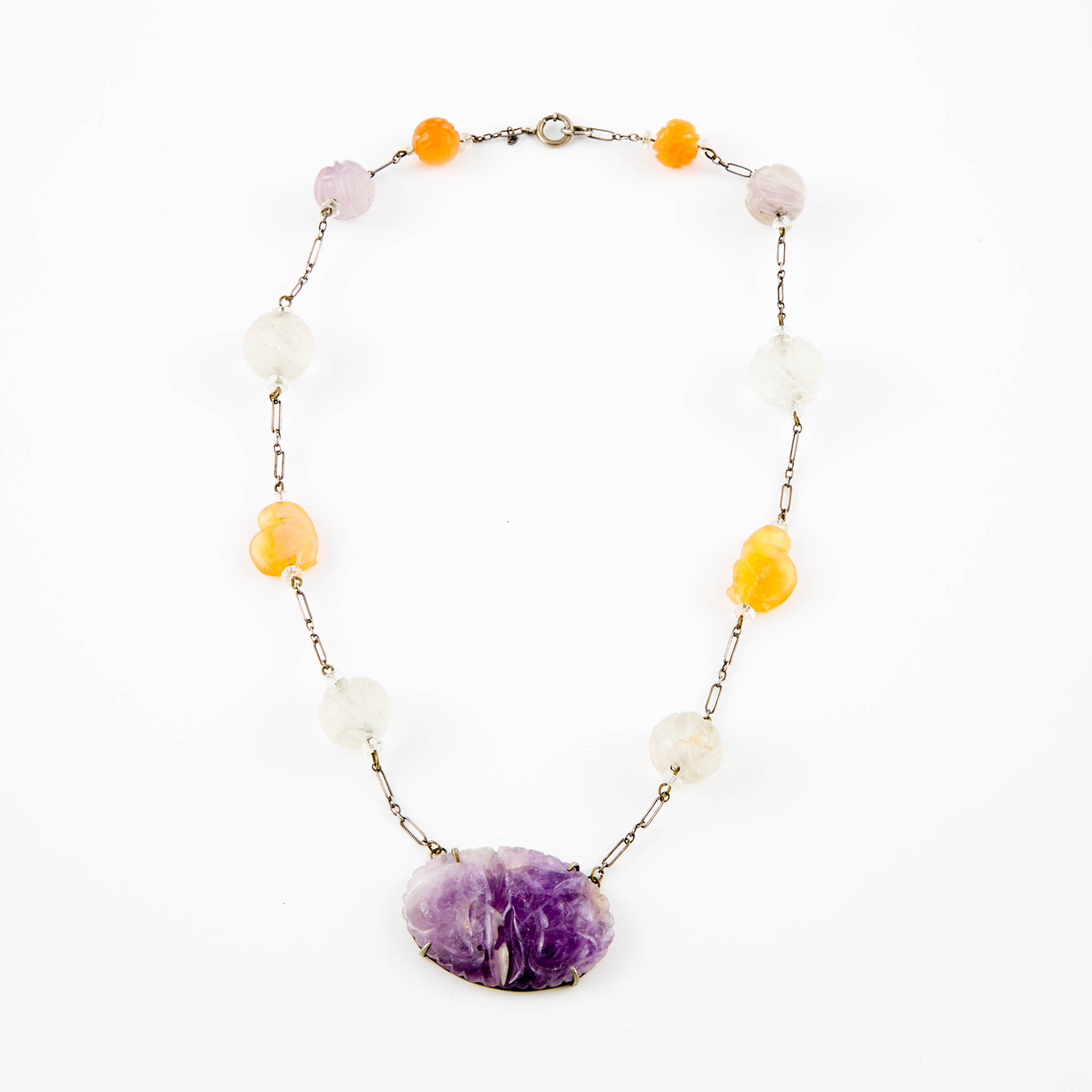 Silver And Brass Necklace  set with