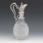 SILVER AND CRYSTAL CLARET JUG