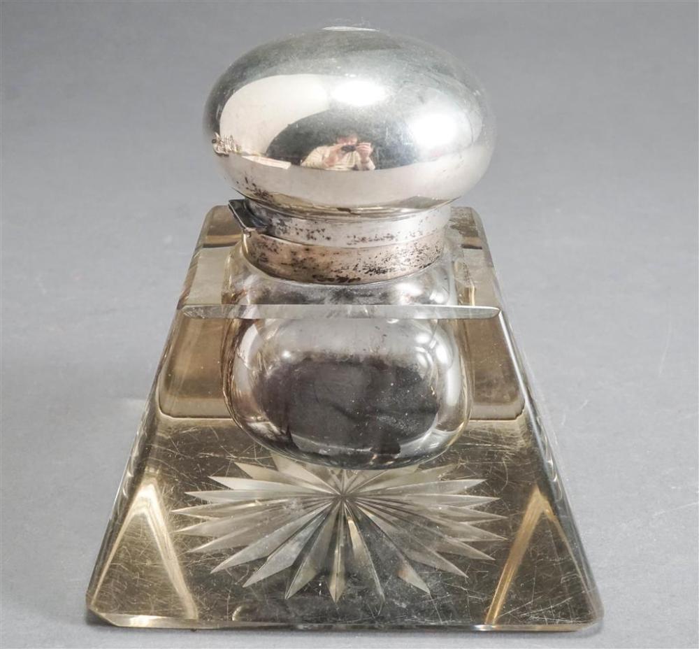 SILVER AND CRYSTAL INKWELLSilver