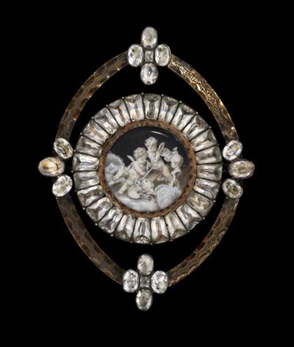 Silver and cut crystal brooch   
