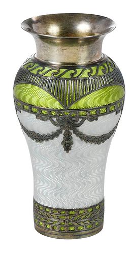 SILVER AND ENAMEL VASEpossibly