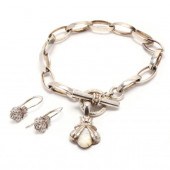 SILVER AND GEM-SET BRACELET AN