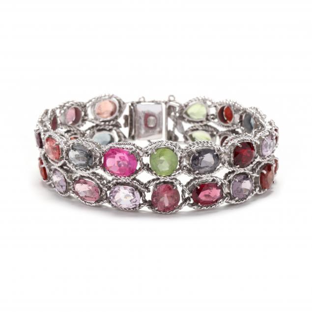 SILVER AND GEM-SET BRACELET