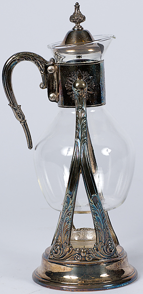 Silver and Glass Jug with Stand