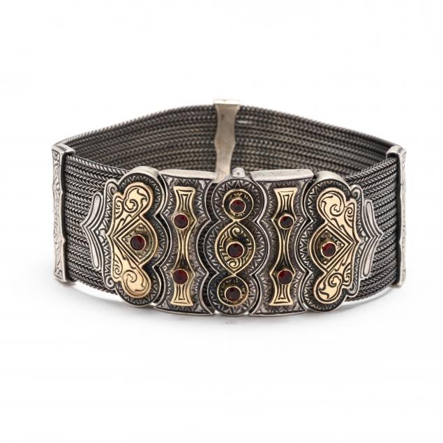 SILVER AND GOLD GEM-SET BRACELET