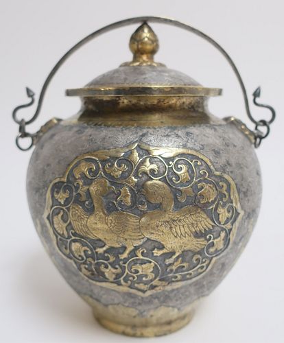 SILVER AND GOLD WATER POT,