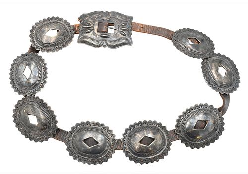 SILVER AND LEATHER CONCHO