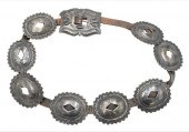 SILVER AND LEATHER CONCHO BELT