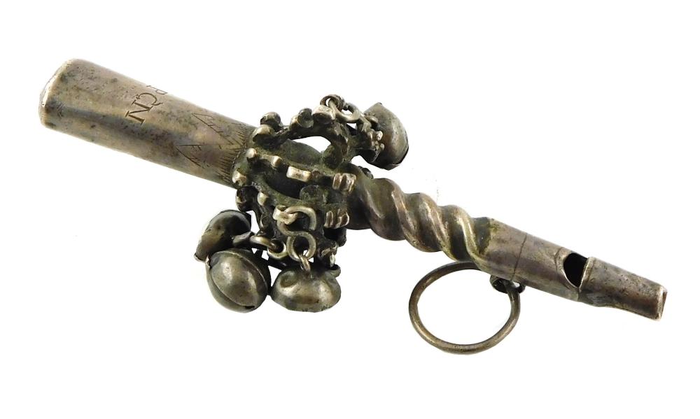 SILVER: BABY RATTLE AND WHISTLE,