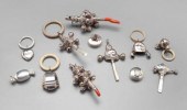 Silver baby rattles and boxes: