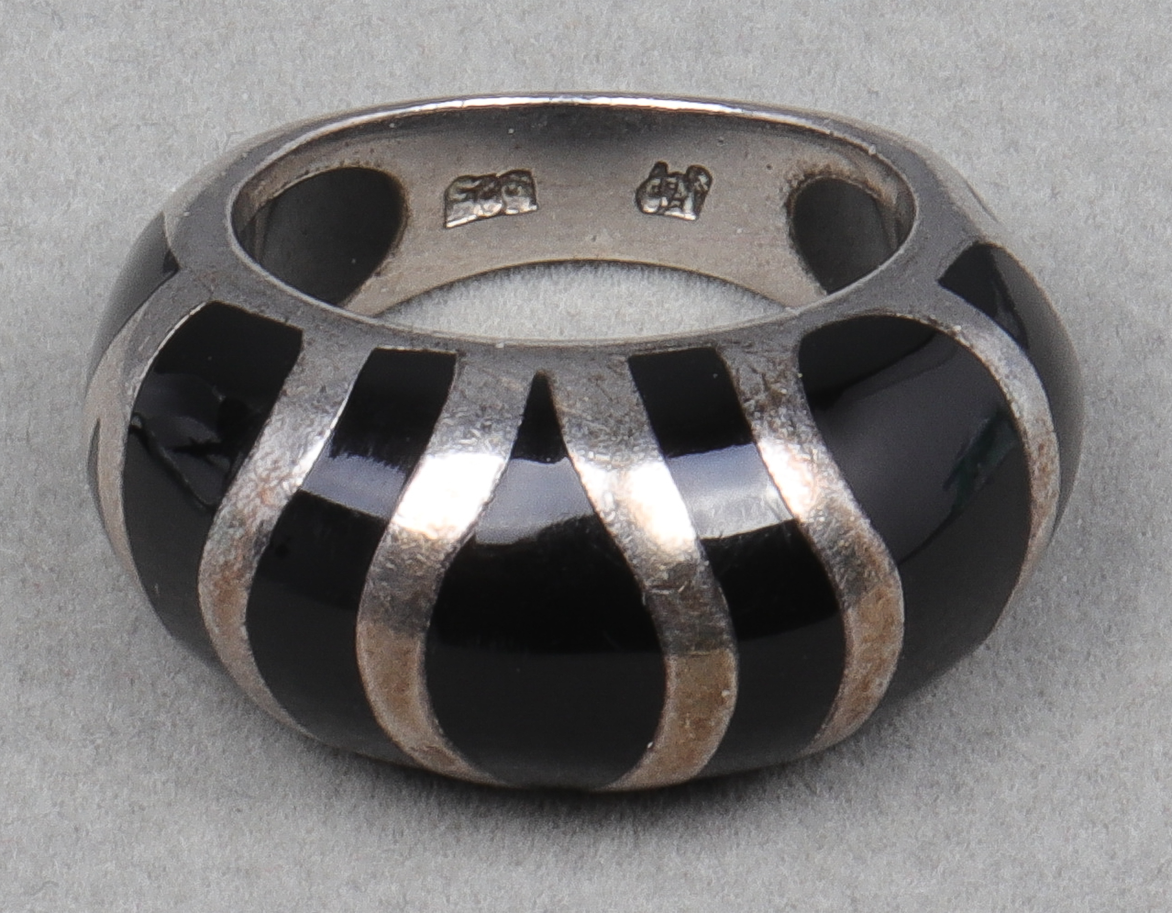 SILVER & BLACK ENAMEL ZEBRA PRINT
