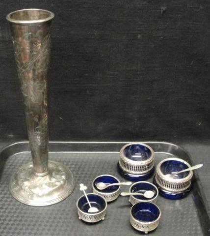 Silver Bud Vase and Salts. From a