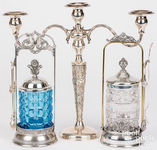 SILVER CANDELABRUM AND PICKLE