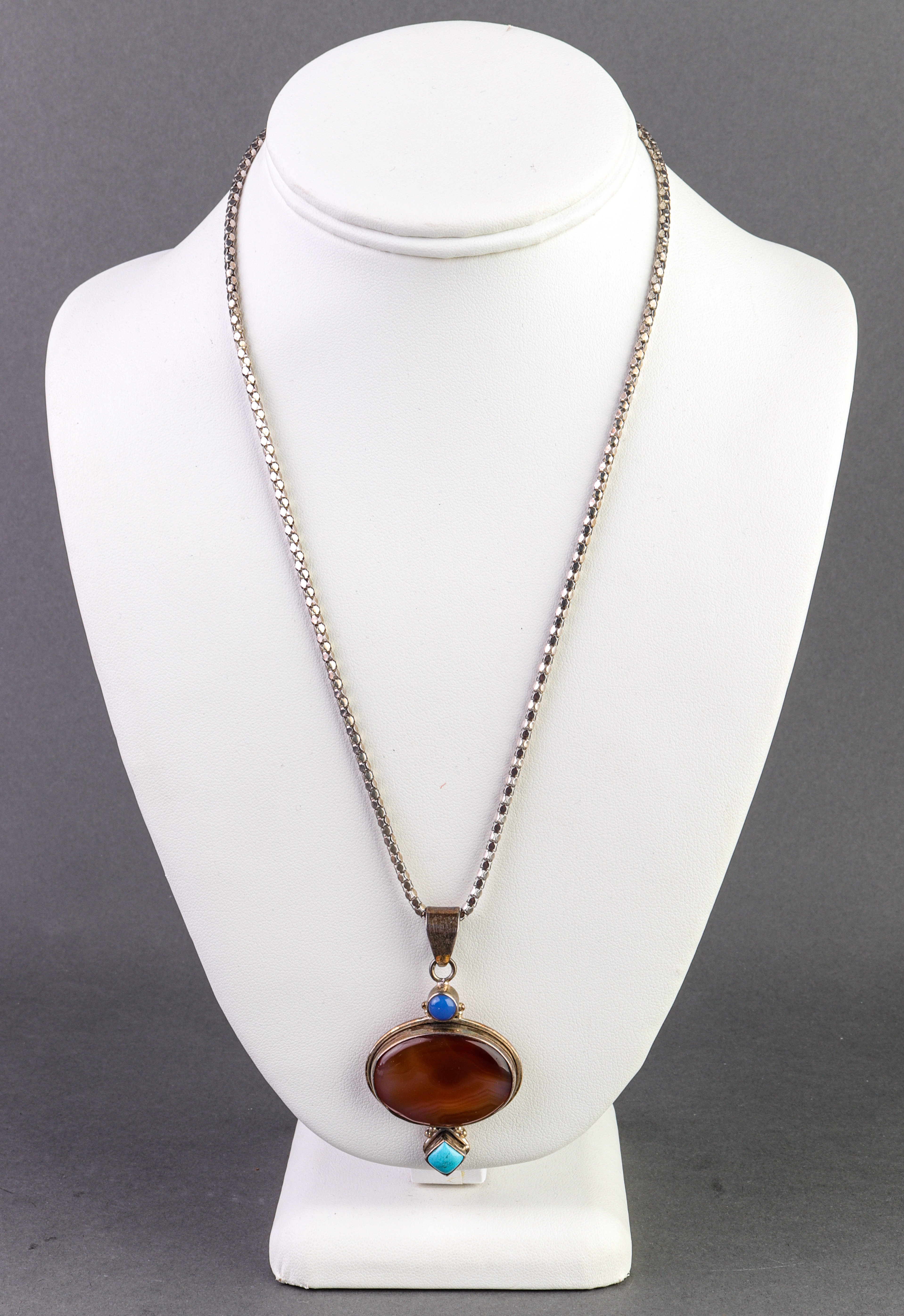 SILVER, CARNELIAN, TURQUOISE & BLUE