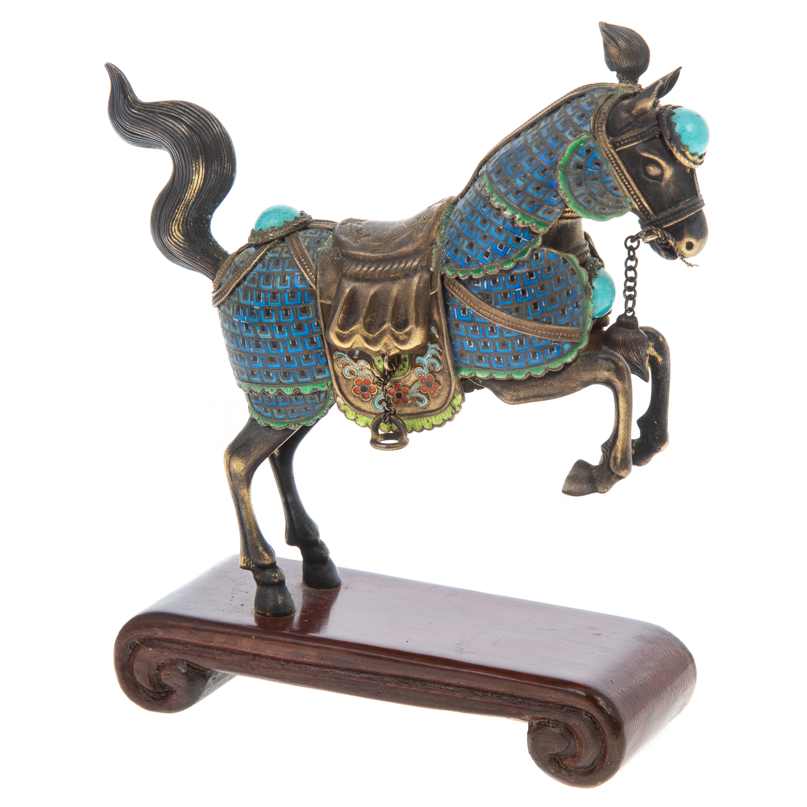 SILVER & CHAMPLEVE HORSE IN CHINESE