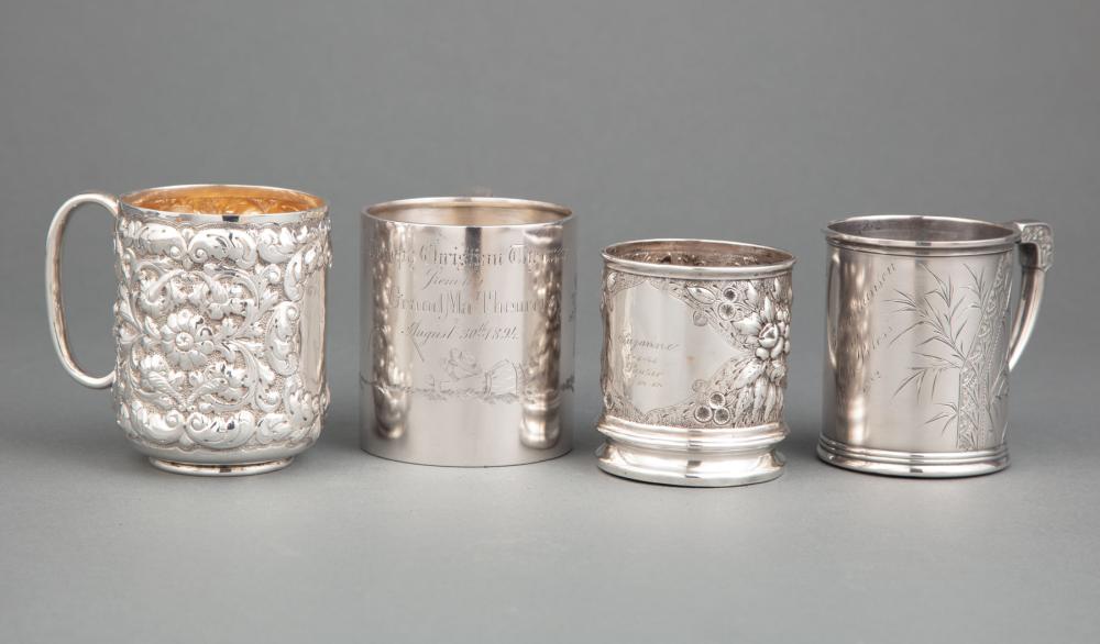 SILVER CHRISTENING MUGSFour