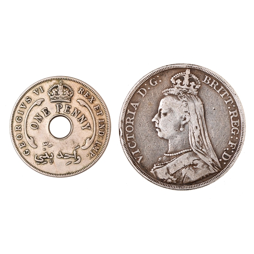 Silver coin. Crown 1889 and British