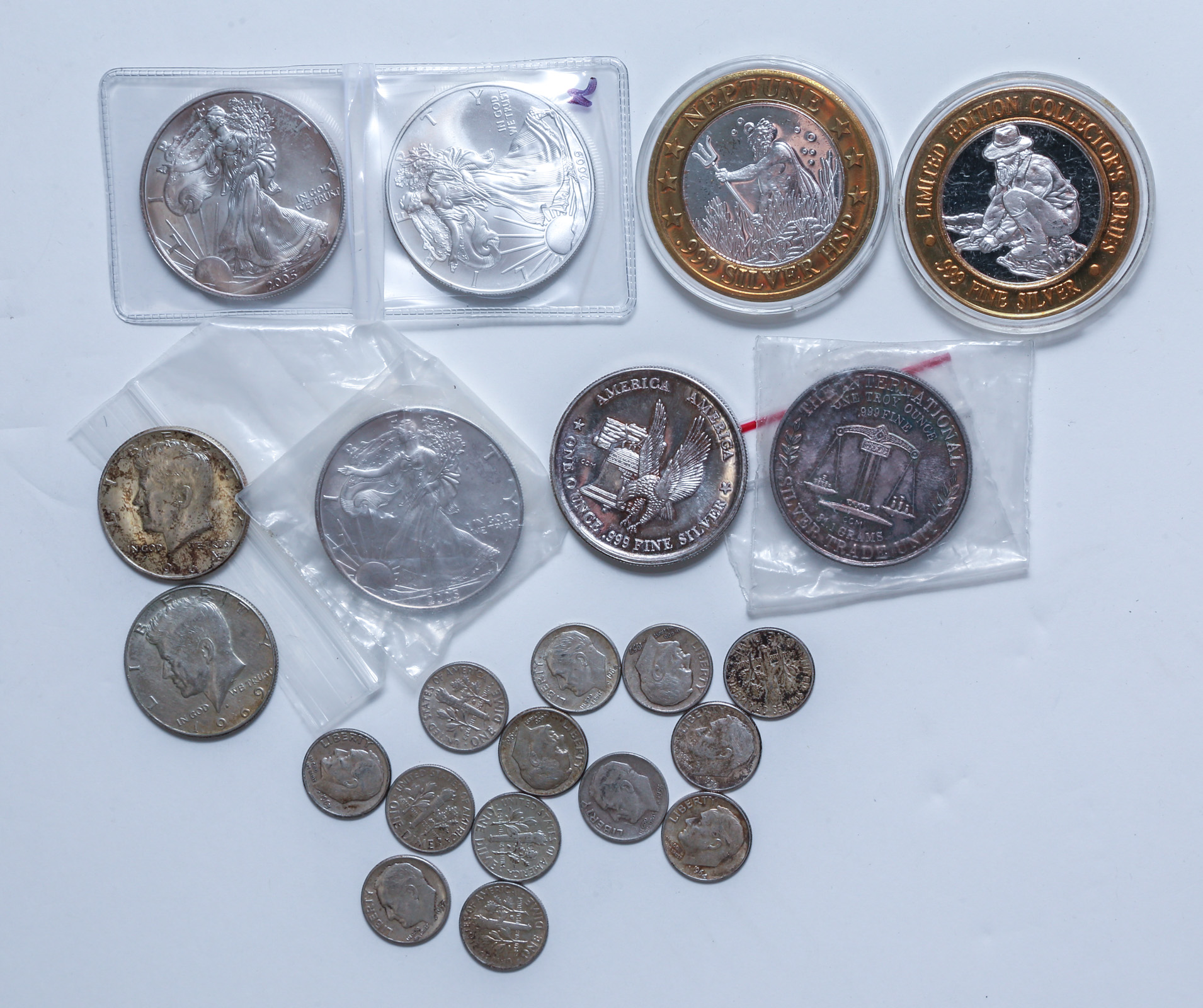 SILVER COINS, ROUNDS & EAGLES 13