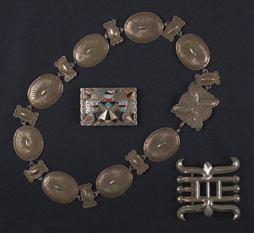 Silver concha belt together with