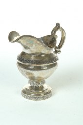 SILVER CREAM PITCHER.  Marked