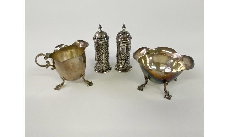 Silver creamer and sugar bowl