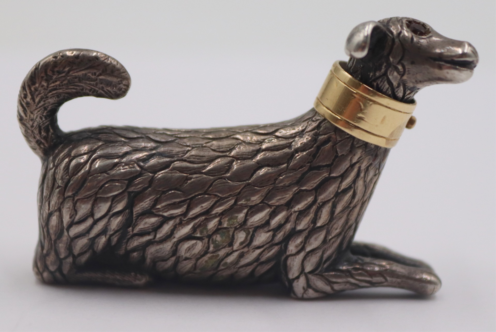 SILVER DOG FORM SCENT BOTTLE WITH