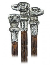 SILVER DOG HEAD CANECa. 1880-S