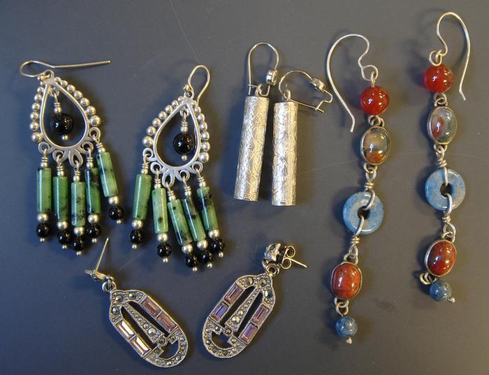 Silver Earrings. Four pair, all