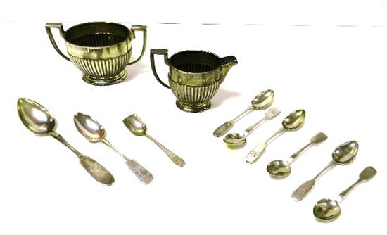 SILVER  eleven pieces: sugar and