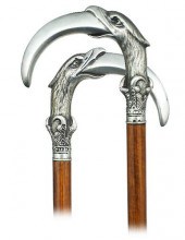 SILVER FIGURAL CANECa. 1890-La