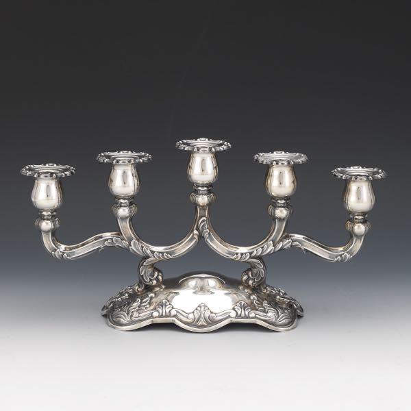 SILVER FIVE-CANDLE CANDELABRUM  15"